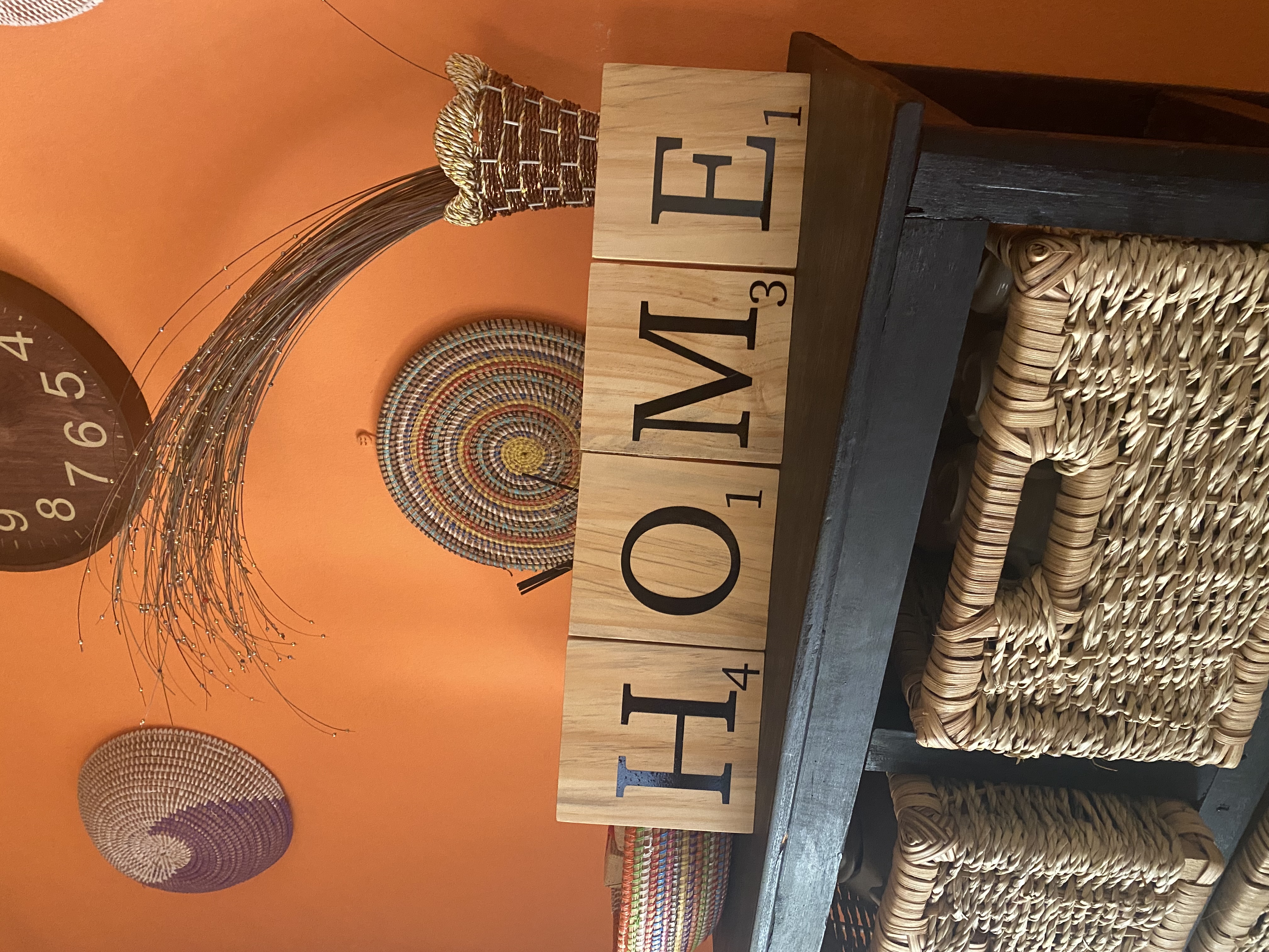 Wooden tiles with HOME