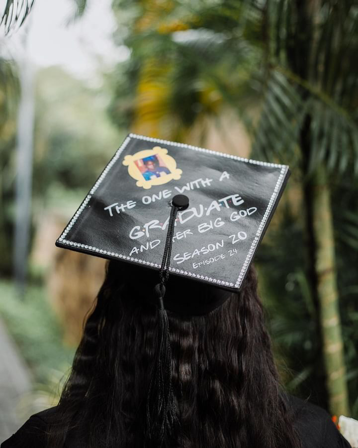 A grad cap topper with FRIENDS theme